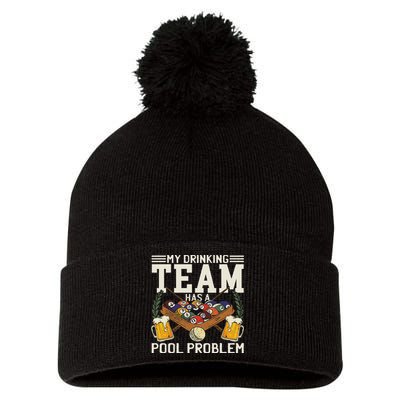 My Drinking Team Has A Pool Problem Billiard Players Themed Pom Pom 12in Knit Beanie