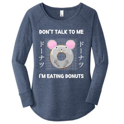 Mice Dont Talk To Me Im Eating Donuts Japanese Style Gift Women's Perfect Tri Tunic Long Sleeve Shirt