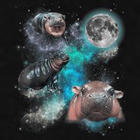 Moo Deng Three Moo Deng Moon Funny Hippo Universe Galaxy Ladies PosiCharge Tri-Blend Wicking Tank