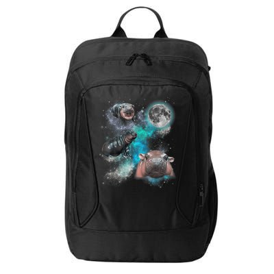 Moo Deng Three Moo Deng Moon Funny Hippo Universe Galaxy City Backpack