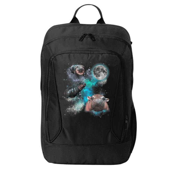 Moo Deng Three Moo Deng Moon Funny Hippo Universe Galaxy City Backpack