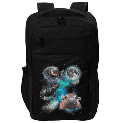 Moo Deng Three Moo Deng Moon Funny Hippo Universe Galaxy Impact Tech Backpack