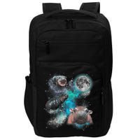 Moo Deng Three Moo Deng Moon Funny Hippo Universe Galaxy Impact Tech Backpack