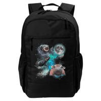 Moo Deng Three Moo Deng Moon Funny Hippo Universe Galaxy Backpack