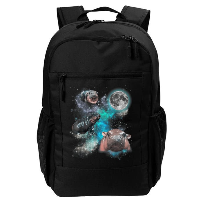 Moo Deng Three Moo Deng Moon Funny Hippo Universe Galaxy Backpack