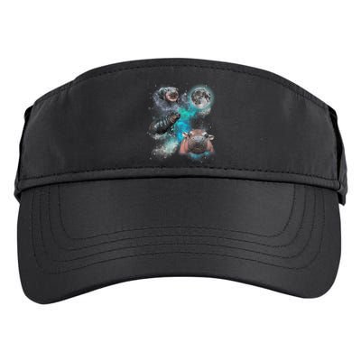 Moo Deng Three Moo Deng Moon Funny Hippo Universe Galaxy Adult Drive Performance Visor