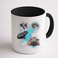 Moo Deng Three Moo Deng Moon Funny Hippo Universe Galaxy Mug