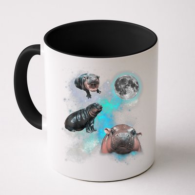 Moo Deng Three Moo Deng Moon Funny Hippo Universe Galaxy Mug