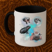 Moo Deng Three Moo Deng Moon Funny Hippo Universe Galaxy Mug
