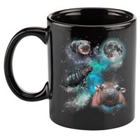 Moo Deng Three Moo Deng Moon Funny Hippo Universe Galaxy 11oz C Handle Ceramic Mug