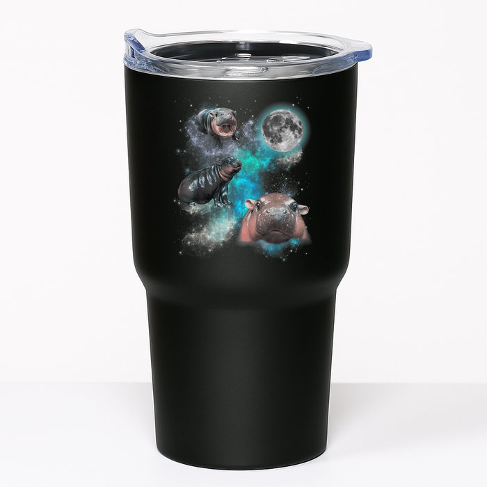 Moo Deng Three Moo Deng Moon Funny Hippo Universe Galaxy Tumbler