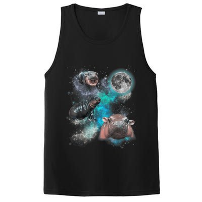 Moo Deng Three Moo Deng Moon Funny Hippo Universe Galaxy PosiCharge Competitor Tank