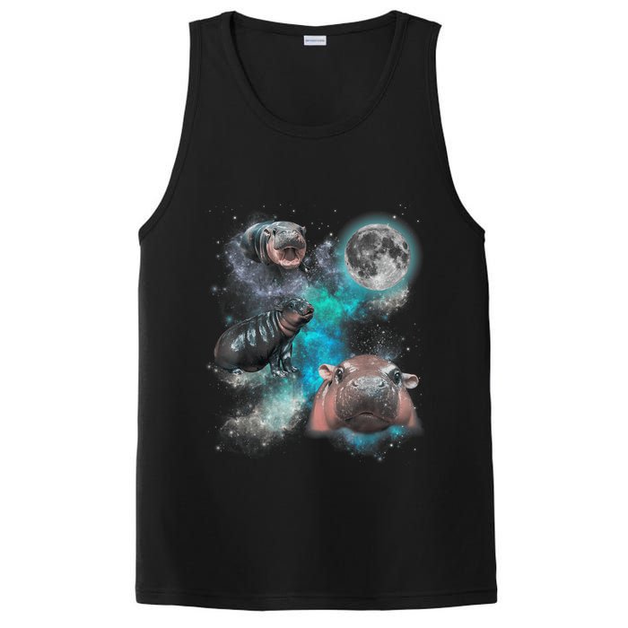 Moo Deng Three Moo Deng Moon Funny Hippo Universe Galaxy PosiCharge Competitor Tank