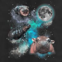 Moo Deng Three Moo Deng Moon Funny Hippo Universe Galaxy Trucker Hat