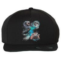 Moo Deng Three Moo Deng Moon Funny Hippo Universe Galaxy Wool Snapback Cap
