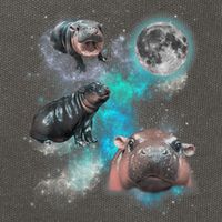 Moo Deng Three Moo Deng Moon Funny Hippo Universe Galaxy Cotton Canvas Backpack