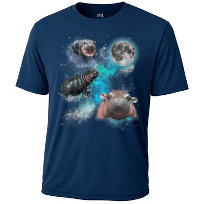 Moo Deng Three Moo Deng Moon Funny Hippo Universe Galaxy Performance Shirt