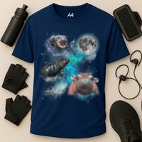 Moo Deng Three Moo Deng Moon Funny Hippo Universe Galaxy Performance Shirt