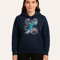 Moo Deng Three Moo Deng Moon Funny Hippo Universe Galaxy Hoodie