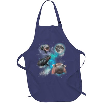 Moo Deng Three Moo Deng Moon Funny Hippo Universe Galaxy Apron