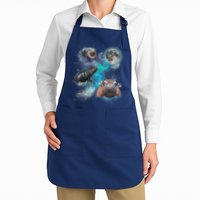 Moo Deng Three Moo Deng Moon Funny Hippo Universe Galaxy Apron