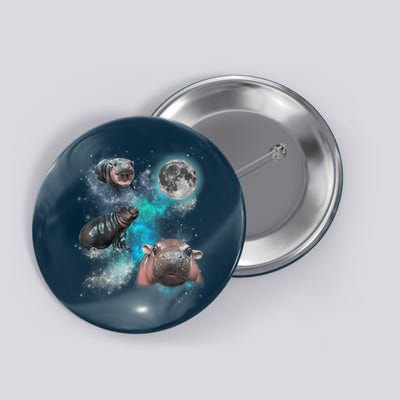 Moo Deng Three Moo Deng Moon Funny Hippo Universe Galaxy Button