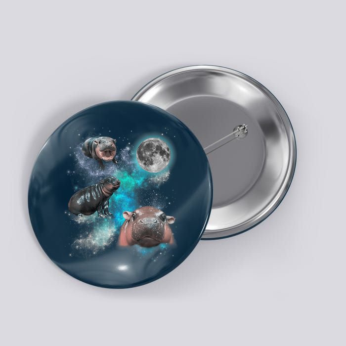Moo Deng Three Moo Deng Moon Funny Hippo Universe Galaxy Button