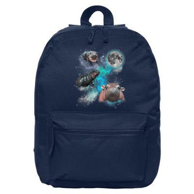 Moo Deng Three Moo Deng Moon Funny Hippo Universe Galaxy 16 in Basic Backpack