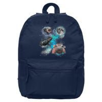 Moo Deng Three Moo Deng Moon Funny Hippo Universe Galaxy 16 in Basic Backpack