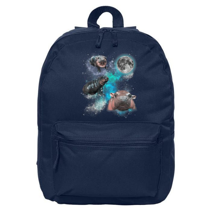Moo Deng Three Moo Deng Moon Funny Hippo Universe Galaxy 16 in Basic Backpack