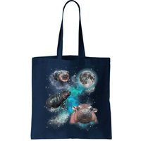 Moo Deng Three Moo Deng Moon Funny Hippo Universe Galaxy Bag