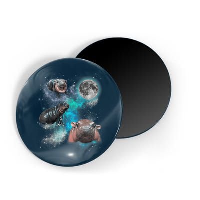 Moo Deng Three Moo Deng Moon Funny Hippo Universe Galaxy Magnet