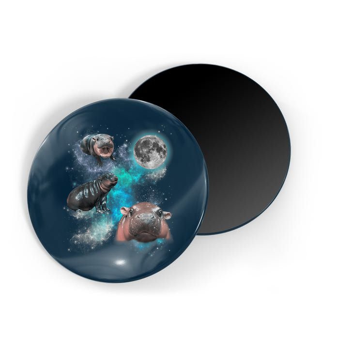 Moo Deng Three Moo Deng Moon Funny Hippo Universe Galaxy Magnet