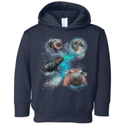 Moo Deng Three Moo Deng Moon Funny Hippo Universe Galaxy Toddler Hoodie