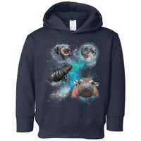 Moo Deng Three Moo Deng Moon Funny Hippo Universe Galaxy Toddler Hoodie