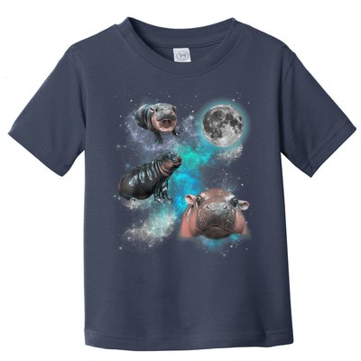Moo Deng Three Moo Deng Moon Funny Hippo Universe Galaxy Toddler T-Shirt