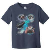 Moo Deng Three Moo Deng Moon Funny Hippo Universe Galaxy Toddler T-Shirt