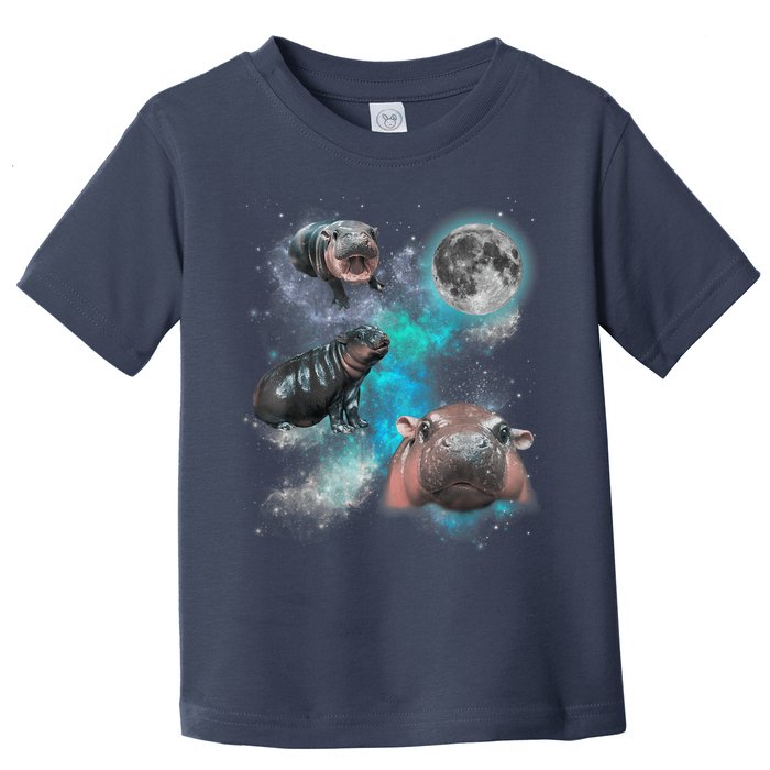 Moo Deng Three Moo Deng Moon Funny Hippo Universe Galaxy Toddler T-Shirt