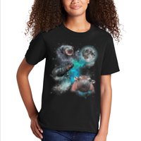Moo Deng Three Moo Deng Moon Funny Hippo Universe Galaxy Kids T-Shirt