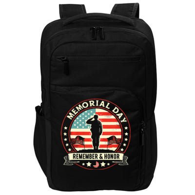 Memorial Day Usa Flag Remember Honor Patriot Impact Tech Backpack