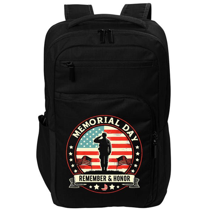 Memorial Day Usa Flag Remember Honor Patriot Impact Tech Backpack