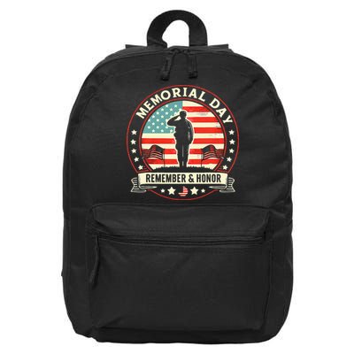 Memorial Day Usa Flag Remember Honor Patriot 16 in Basic Backpack