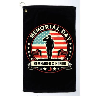 Memorial Day Usa Flag Remember Honor Patriot Platinum Collection Golf Towel