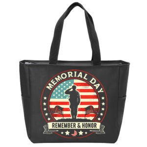 Memorial Day Usa Flag Remember Honor Patriot Zip Tote Bag