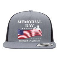 Memorial Day Usa Flag Remember Honor Patriot Flat Bill Trucker Hat