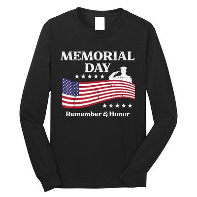 Memorial Day Usa Flag Remember Honor Patriot Long Sleeve Shirt