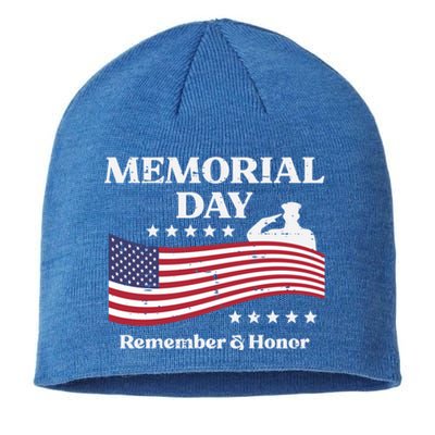 Memorial Day Usa Flag Remember Honor Patriot Funny Gift Sustainable Beanie