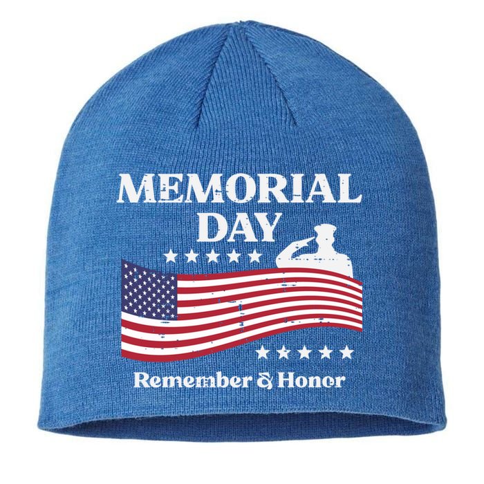 Memorial Day Usa Flag Remember Honor Patriot Funny Gift Sustainable Beanie