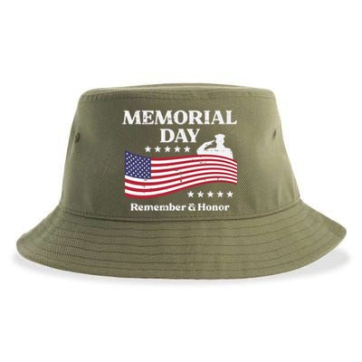 Memorial Day Usa Flag Remember Honor Patriot Funny Gift Sustainable Bucket Hat