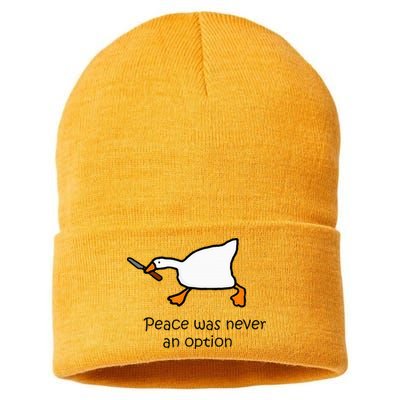 Murder Duck Untitled Duck Game Duck With Knife Meme Sustainable Knit Beanie